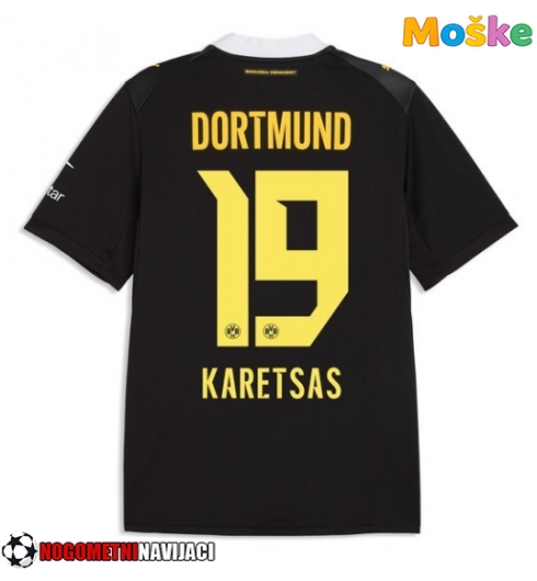 Moške Nogometnih dresov Borussia Dortmund Konstantinos Karetsas #19 Gostujoči 2026-27 Kratki rokavi Moške Nogometnih dresov Borussia Dortmund Konstantinos Karetsas #19 Gostujoči 2026-27 Kratki rokavi